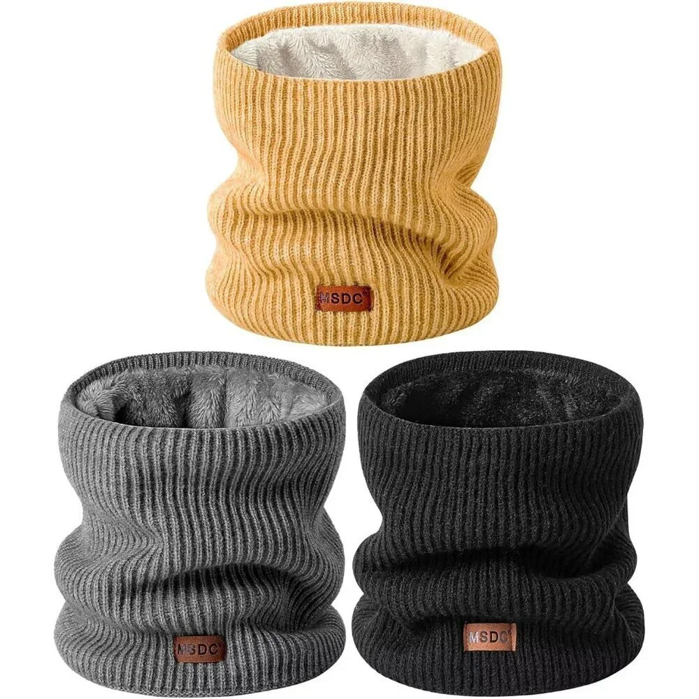Men Warmer Black,dark Ggrey,yellow  3-Pack Neck Thermal Fleece Cold Weather
